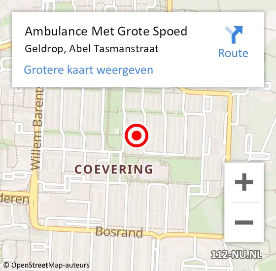 Locatie op kaart van de 112 melding: Ambulance Met Grote Spoed Naar Geldrop, Abel Tasmanstraat op 22 oktober 2017 10:57