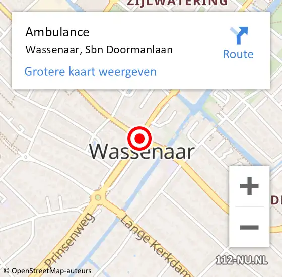 Locatie op kaart van de 112 melding: Ambulance Wassenaar, Sbn Doormanlaan op 22 oktober 2017 11:06