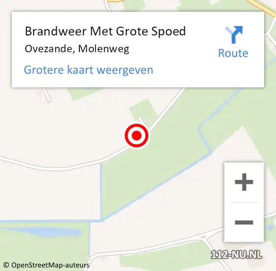 Locatie op kaart van de 112 melding: Brandweer Met Grote Spoed Naar Ovezande, Molenweg op 4 februari 2014 21:22