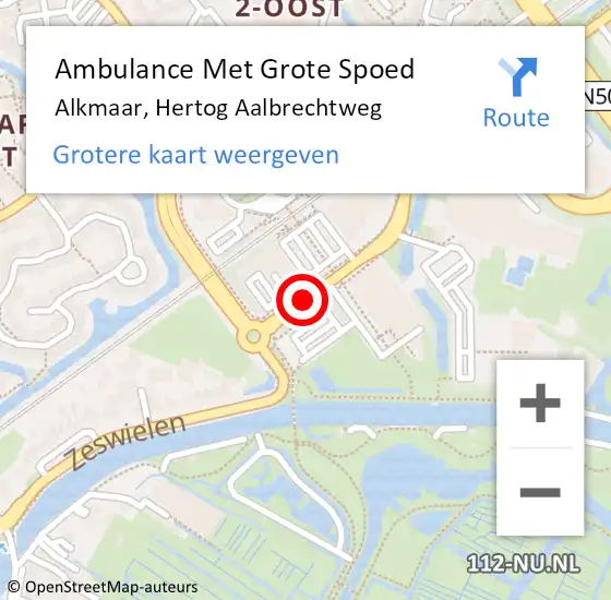 Locatie op kaart van de 112 melding: Ambulance Met Grote Spoed Naar Alkmaar, Hertog Aalbrechtweg op 22 oktober 2017 11:32