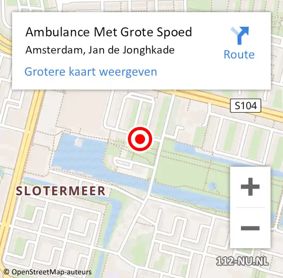 Locatie op kaart van de 112 melding: Ambulance Met Grote Spoed Naar Amsterdam, Jan de Jonghkade op 22 oktober 2017 11:33