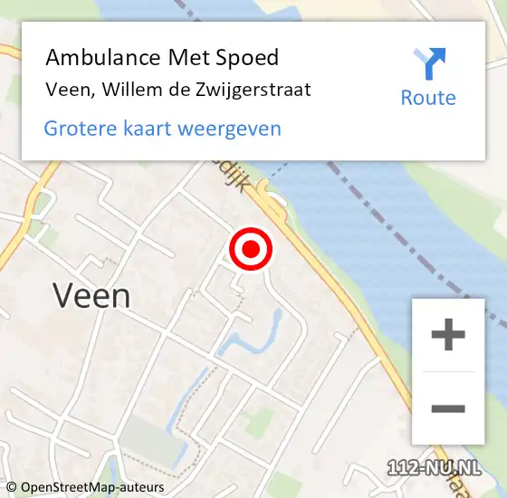 Locatie op kaart van de 112 melding: Ambulance Met Spoed Naar Veen, Willem de Zwijgerstraat op 22 oktober 2017 11:39