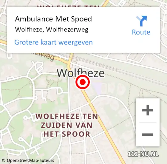 Locatie op kaart van de 112 melding: Ambulance Met Spoed Naar Wolfheze, Wolfhezerweg op 22 oktober 2017 11:49