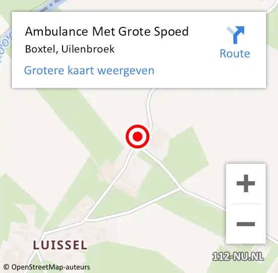 Locatie op kaart van de 112 melding: Ambulance Met Grote Spoed Naar Boxtel, Uilenbroek op 22 oktober 2017 11:52