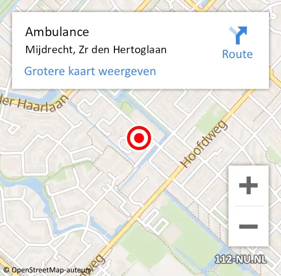 Locatie op kaart van de 112 melding: Ambulance Mijdrecht, Zr den Hertoglaan op 22 oktober 2017 12:06