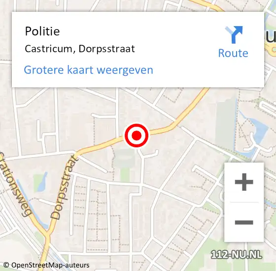 Locatie op kaart van de 112 melding: Politie Castricum, Dorpsstraat op 22 oktober 2017 15:10