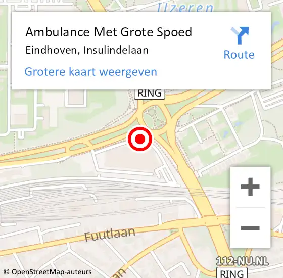 Locatie op kaart van de 112 melding: Ambulance Met Grote Spoed Naar Eindhoven, Insulindelaan op 22 oktober 2017 17:41