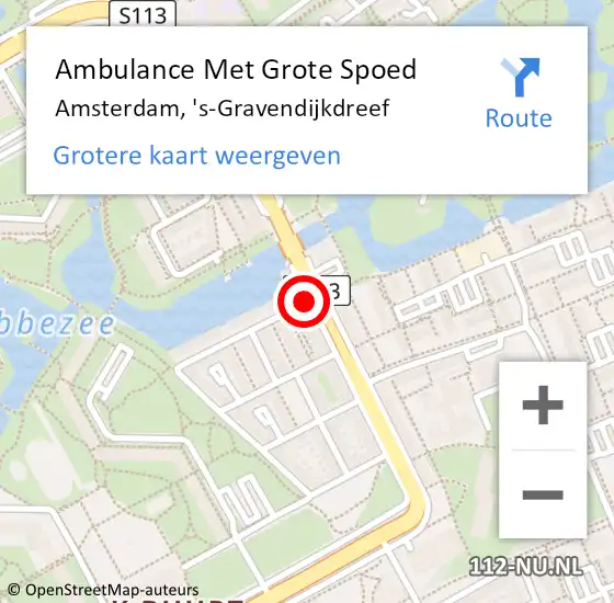 Locatie op kaart van de 112 melding: Ambulance Met Grote Spoed Naar Amsterdam, 'S-Gravendijkdreef op 22 oktober 2017 18:53