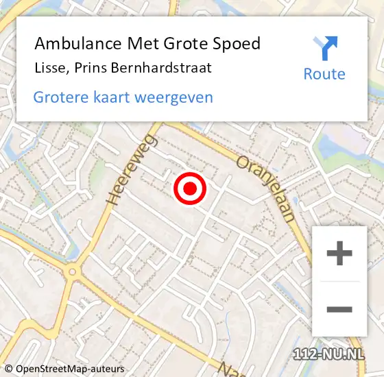 Locatie op kaart van de 112 melding: Ambulance Met Grote Spoed Naar Lisse, Prins Bernhardstraat op 22 oktober 2017 20:42