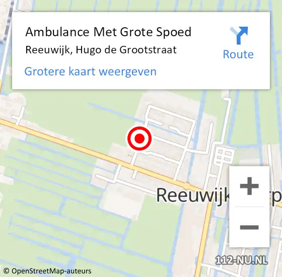 Locatie op kaart van de 112 melding: Ambulance Met Grote Spoed Naar Reeuwijk, Hugo de Grootstraat op 22 oktober 2017 22:46