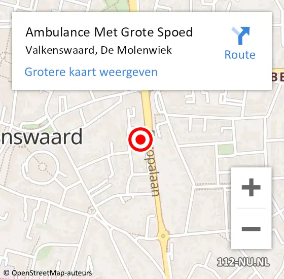 Locatie op kaart van de 112 melding: Ambulance Met Grote Spoed Naar Valkenswaard, De Molenwiek op 22 oktober 2017 23:00