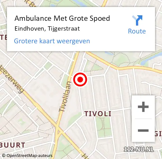Locatie op kaart van de 112 melding: Ambulance Met Grote Spoed Naar Eindhoven, Tijgerstraat op 23 oktober 2017 02:22