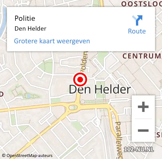 Locatie op kaart van de 112 melding: Politie Den Helder op 23 oktober 2017 07:55
