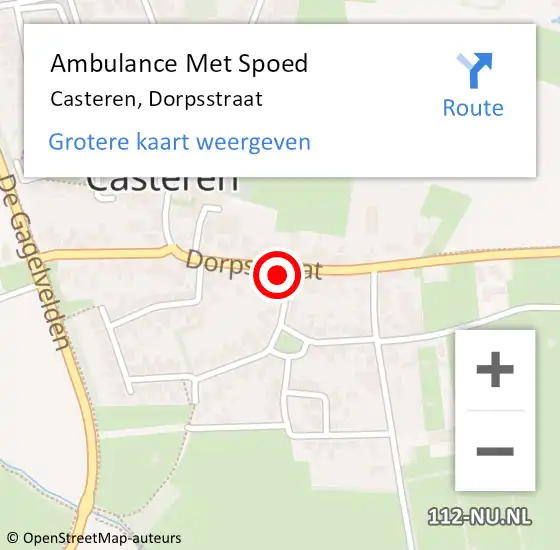 Locatie op kaart van de 112 melding: Ambulance Met Spoed Naar Casteren, Dorpsstraat op 23 oktober 2017 12:06