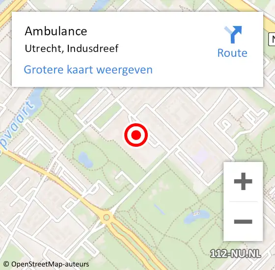 Locatie op kaart van de 112 melding: Ambulance Utrecht, Indusdreef op 23 oktober 2017 12:43
