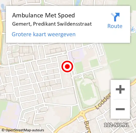 Locatie op kaart van de 112 melding: Ambulance Met Spoed Naar Gemert, Predikant Swildensstraat op 23 oktober 2017 13:46