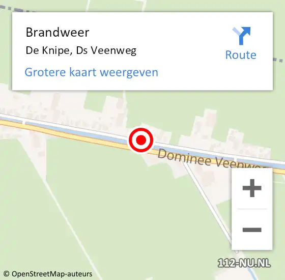Locatie op kaart van de 112 melding: Brandweer De Knipe, Ds Veenweg op 23 oktober 2017 13:51