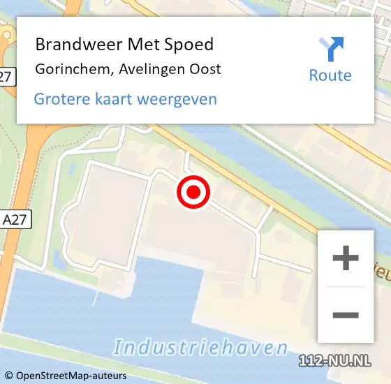 Locatie op kaart van de 112 melding: Brandweer Met Spoed Naar Gorinchem, Avelingen-Oost op 23 oktober 2017 14:17