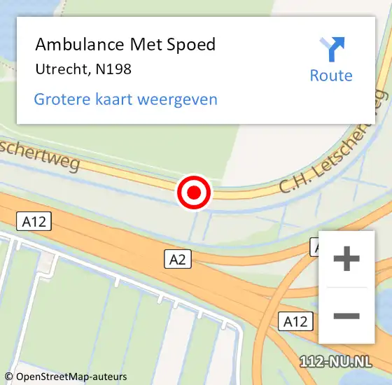 Locatie op kaart van de 112 melding: Ambulance Met Spoed Naar Utrecht, N198 op 23 oktober 2017 17:31