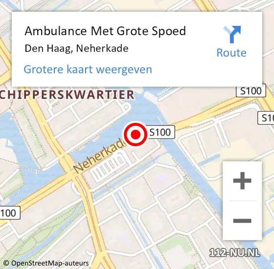 Locatie op kaart van de 112 melding: Ambulance Met Grote Spoed Naar Den Haag, Neherkade op 23 oktober 2017 17:50