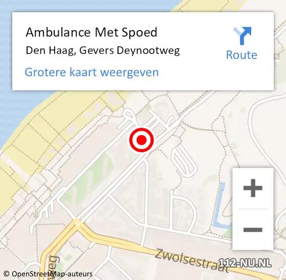 Locatie op kaart van de 112 melding: Ambulance Met Spoed Naar Den Haag, Gevers Deynootweg op 23 oktober 2017 17:54