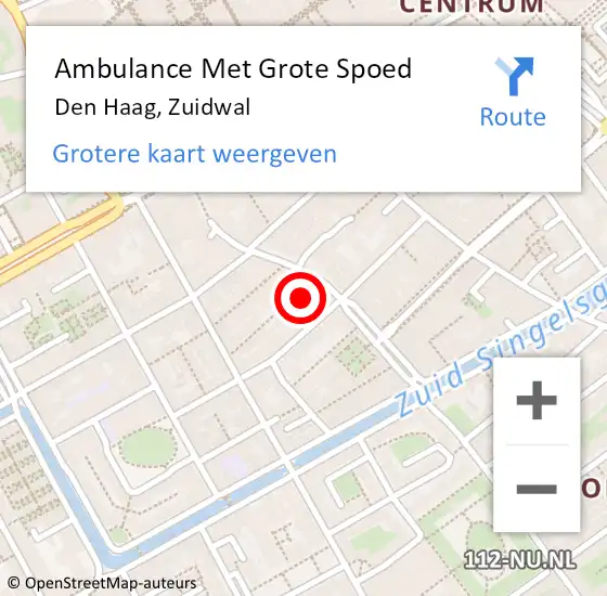 Locatie op kaart van de 112 melding: Ambulance Met Grote Spoed Naar Den Haag, Zuidwal op 23 oktober 2017 20:19