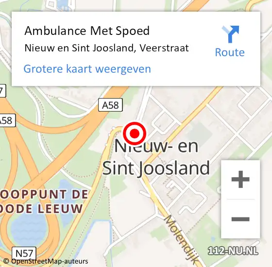 Locatie op kaart van de 112 melding: Ambulance Met Spoed Naar Nieuw- En Sint Joosland, Veerstraat op 23 oktober 2017 20:31