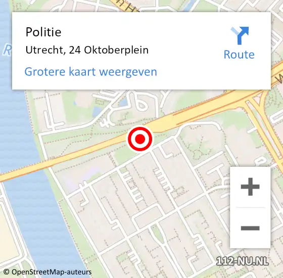 Locatie op kaart van de 112 melding: Politie Utrecht, 24 Oktoberplein op 23 oktober 2017 22:33