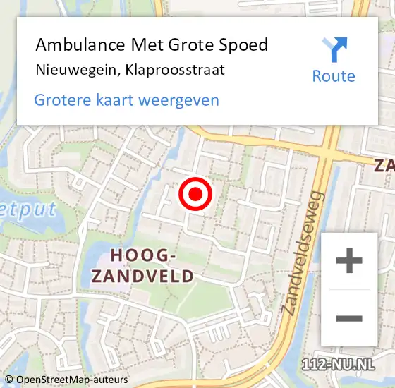 Locatie op kaart van de 112 melding: Ambulance Met Grote Spoed Naar Nieuwegein, Klaproosstraat op 24 oktober 2017 04:39