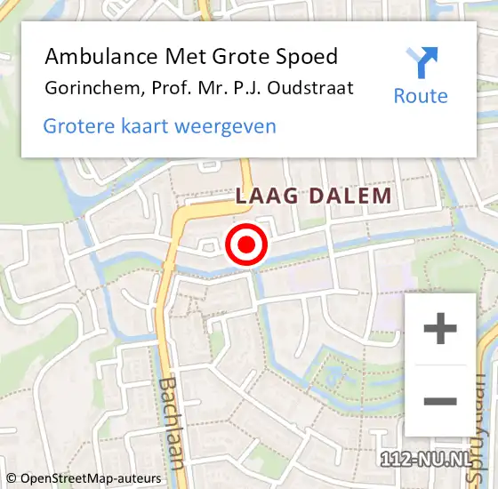 Locatie op kaart van de 112 melding: Ambulance Met Grote Spoed Naar Gorinchem, Prof. Mr. P.J. Oudstraat op 24 oktober 2017 05:45