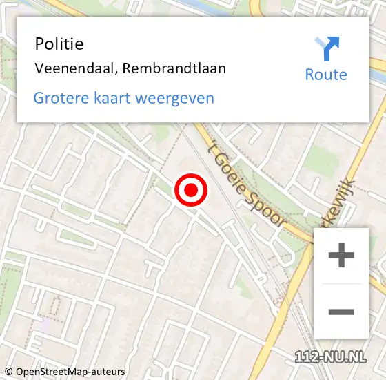 Locatie op kaart van de 112 melding: Politie Veenendaal, Rembrandtlaan op 24 oktober 2017 07:57