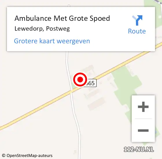 Locatie op kaart van de 112 melding: Ambulance Met Grote Spoed Naar Lewedorp, Postweg op 24 oktober 2017 08:00