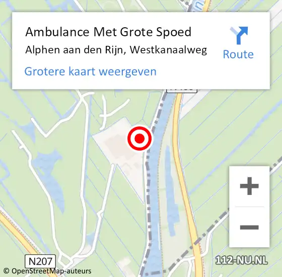 Locatie op kaart van de 112 melding: Ambulance Met Grote Spoed Naar Alphen aan den Rijn, Westkanaalweg op 24 oktober 2017 08:29