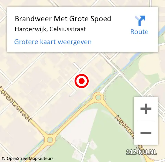 Locatie op kaart van de 112 melding: Brandweer Met Grote Spoed Naar Harderwijk, Celsiusstraat op 24 oktober 2017 08:56