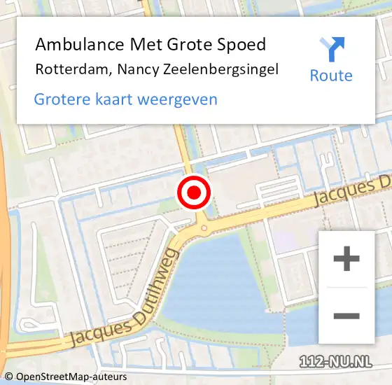Locatie op kaart van de 112 melding: Ambulance Met Grote Spoed Naar Rotterdam, Nancy Zeelenbergsingel op 24 oktober 2017 09:19