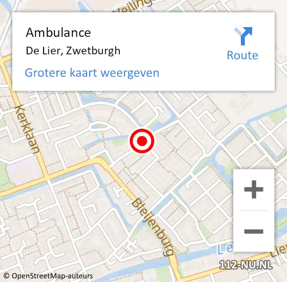 Locatie op kaart van de 112 melding: Ambulance De Lier, Zwetburgh op 24 oktober 2017 09:22