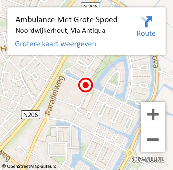Locatie op kaart van de 112 melding: Ambulance Met Grote Spoed Naar Noordwijkerhout, Via Antiqua op 24 oktober 2017 09:23