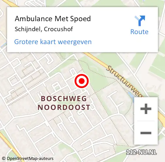 Locatie op kaart van de 112 melding: Ambulance Met Spoed Naar Schijndel, Crocushof op 24 oktober 2017 09:54