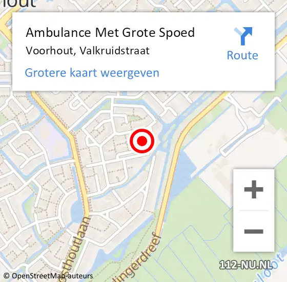 Locatie op kaart van de 112 melding: Ambulance Met Grote Spoed Naar Voorhout, Valkruidstraat op 24 oktober 2017 10:30