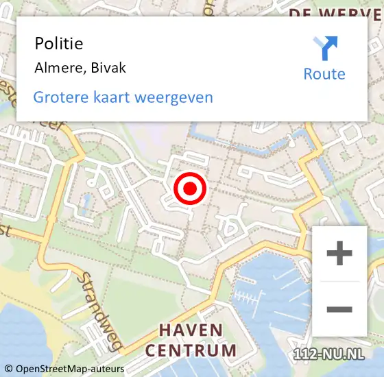 Locatie op kaart van de 112 melding: Politie Almere, Bivak op 24 oktober 2017 11:46