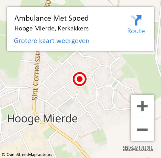 Locatie op kaart van de 112 melding: Ambulance Met Spoed Naar Hooge Mierde, Kerkakkers op 24 oktober 2017 18:09