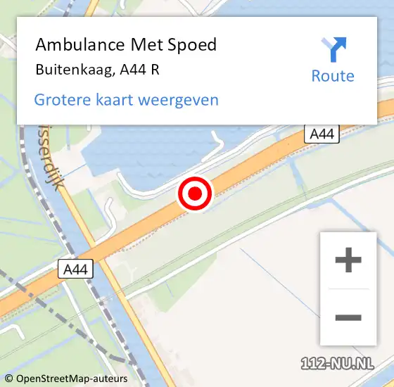 Locatie op kaart van de 112 melding: Ambulance Met Spoed Naar Buitenkaag, A44 R op 24 oktober 2017 19:25