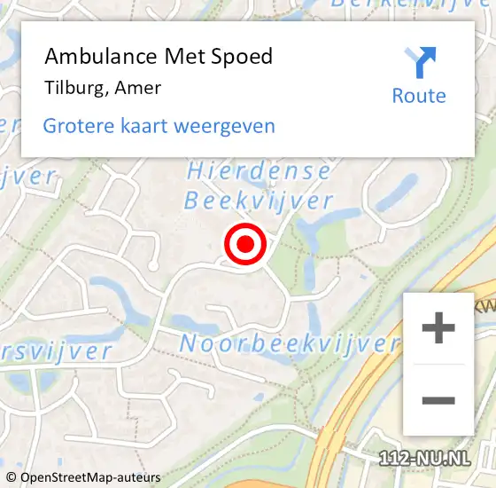Locatie op kaart van de 112 melding: Ambulance Met Spoed Naar Tilburg, Amer op 25 oktober 2017 07:01