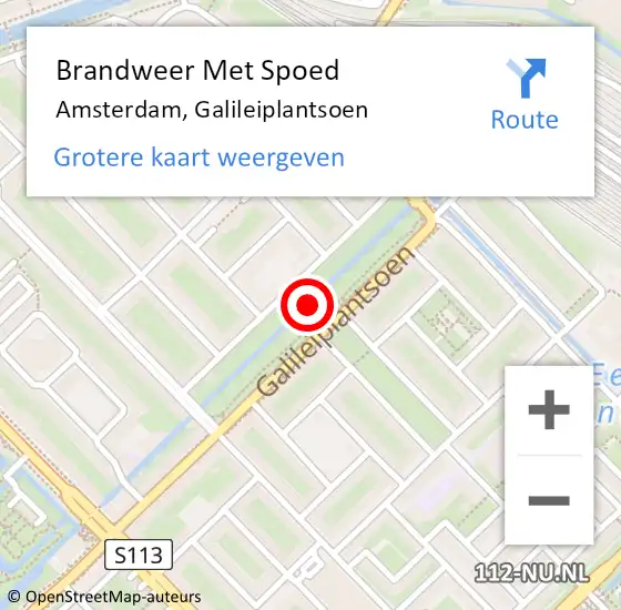 Locatie op kaart van de 112 melding: Brandweer Met Spoed Naar Amsterdam, Galileiplantsoen op 25 oktober 2017 11:05