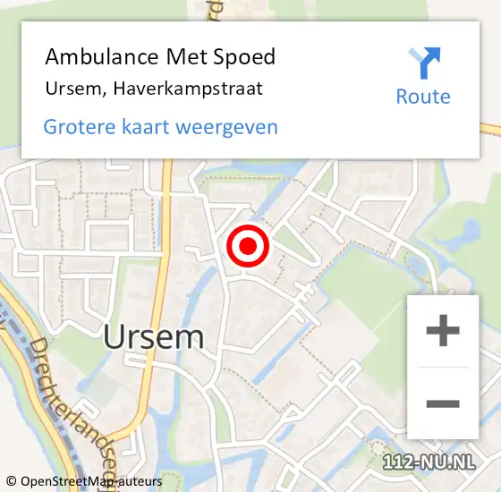 Locatie op kaart van de 112 melding: Ambulance Met Spoed Naar Ursem, Haverkampstraat op 25 oktober 2017 13:08