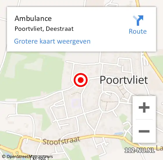Locatie op kaart van de 112 melding: Ambulance Poortvliet, Deestraat op 25 oktober 2017 13:37