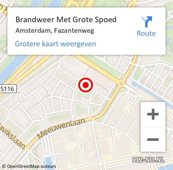 Locatie op kaart van de 112 melding: Brandweer Met Grote Spoed Naar Amsterdam, Fazantenweg op 26 oktober 2017 05:40