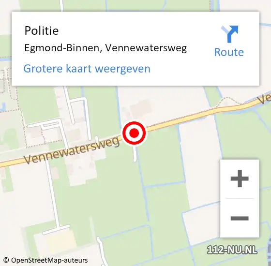 Locatie op kaart van de 112 melding: Politie Egmond-Binnen, Vennewatersweg op 26 oktober 2017 06:51