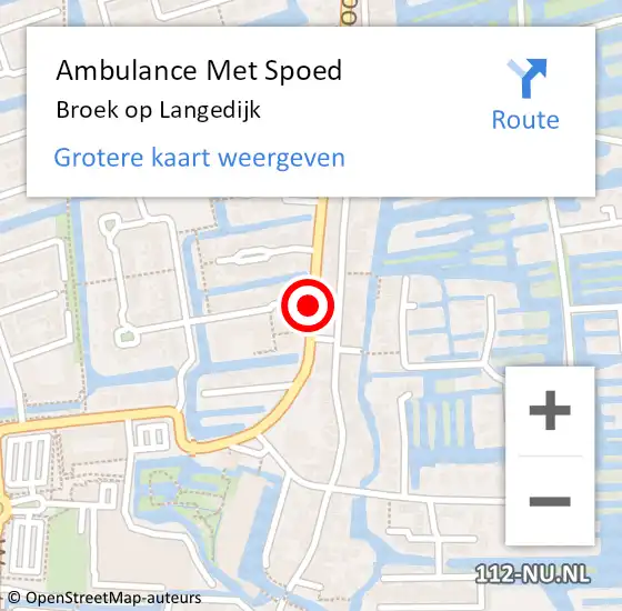 Locatie op kaart van de 112 melding: Ambulance Met Spoed Naar Broek op Langedijk op 26 oktober 2017 09:22