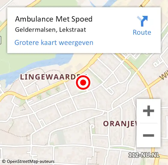 Locatie op kaart van de 112 melding: Ambulance Met Spoed Naar Geldermalsen, Lekstraat op 26 oktober 2017 10:51